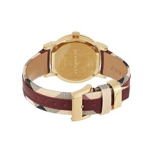 Burberry Women’s Swiss Made Quartz Multi Color Leather Strap Beige Dial 34mm Watch BU9111