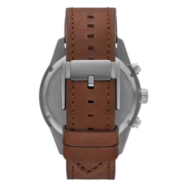 Fossil Men’s Quartz Brown Leather Strap Green Dial 50mm Watch BQ2801