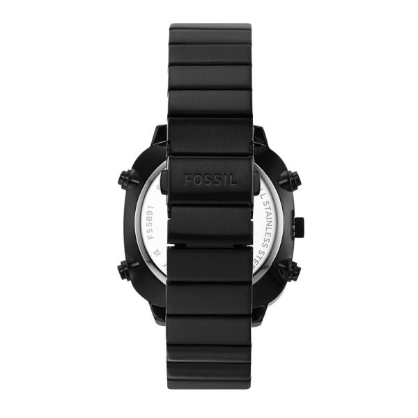 Fossil Men’s Analog & Digital Black Stainless Steel Positive Display Dial 42mm Watch FS5891