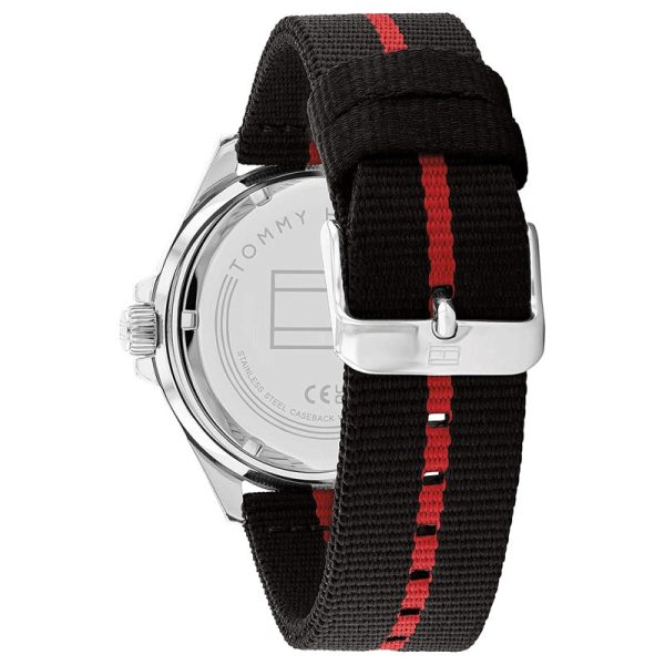 Tommy Hilfiger Men’s Quartz Black & Red Nylon Strap Black Dial 43mm Watch 1792010