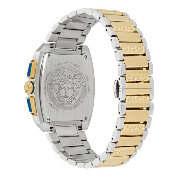 Versace Men’s Quartz Swiss Made Two-Tone Stainless Steel Blue Dial 42mm Watch VE6H00723