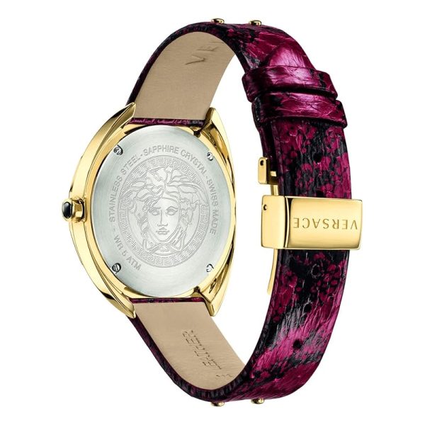 Versace Women’s Quartz Swiss Made Red Leather Strap Red Dial 38mm Watch VEBM00918