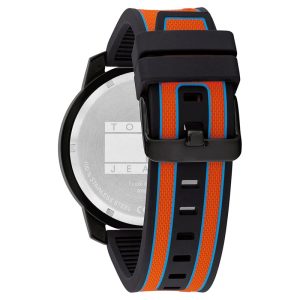 Tommy Hilfiger Men’s Quartz Orange Silicone Strap Black Dial 50mm Watch 1710583