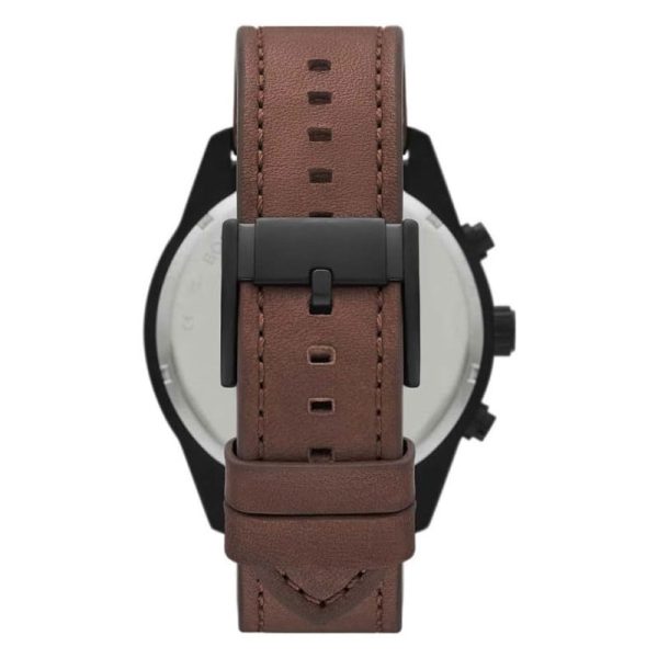 Fossil Men’s Quartz Brown Leather Strap Black Dial 50mm Watch BQ2802