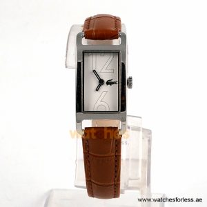 Lacoste Women’s Quartz Brown Leather Strap White Dial 18mm Watch 2000652/2 (Shelf Leftover)