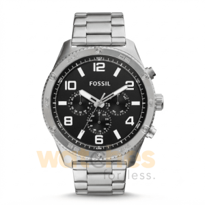 Fossil Men’s Quartz Silver Stainless Steel Black Dial 50mm Watch BQ2797