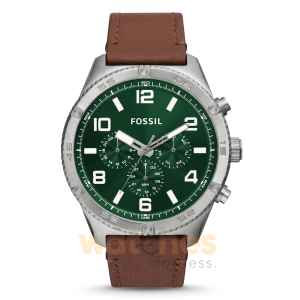 Fossil Men’s Quartz Brown Leather Strap Green Dial 50mm Watch BQ2801