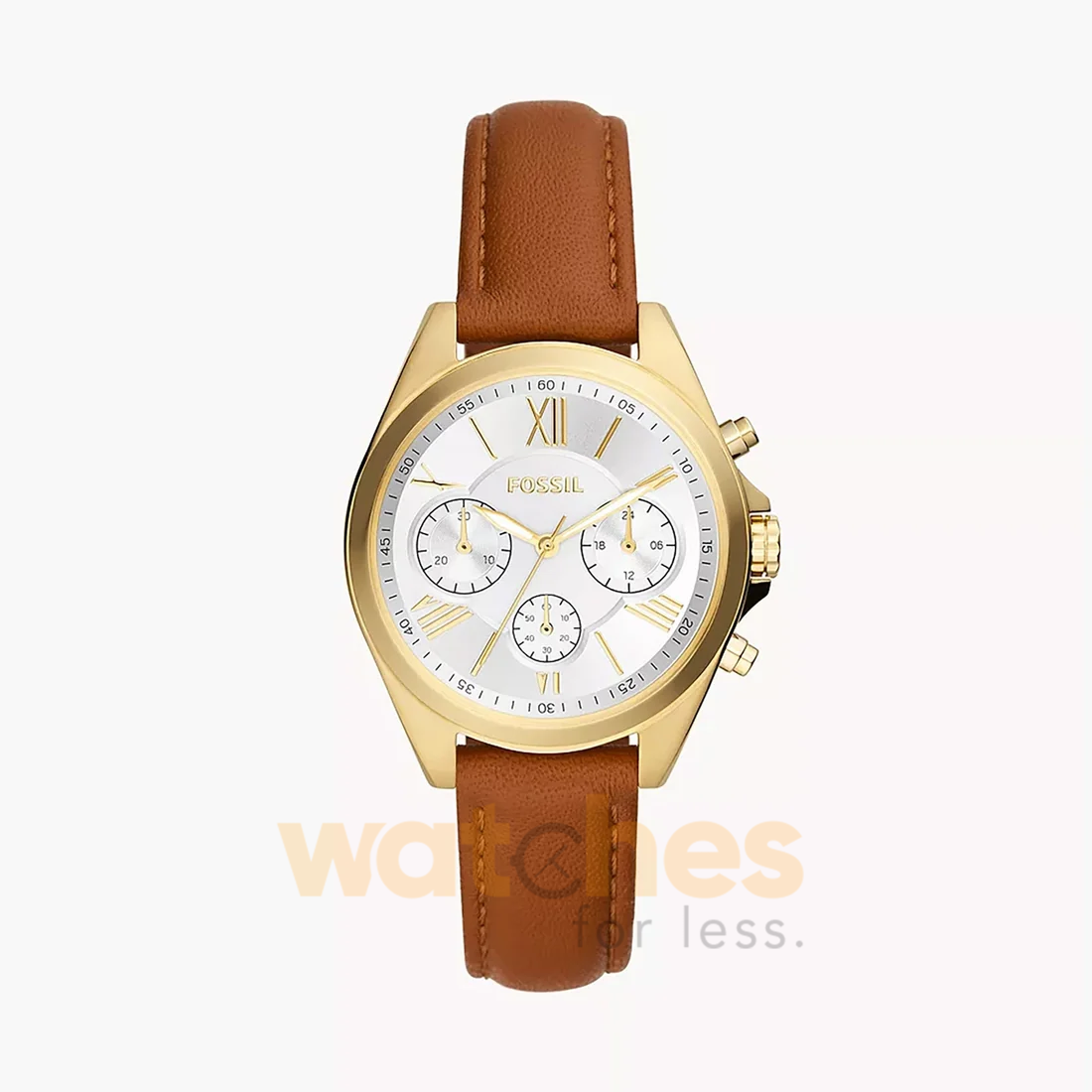 Fossil Women’s Quartz Brown Leather Strap Silver Dial 36mm Watch BQ3851 (Without Tag)