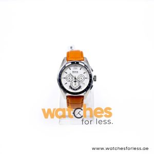 Hugo Boss Men’s Quartz Orange Leather Strap White Dial 46mm Watch 1512407/1