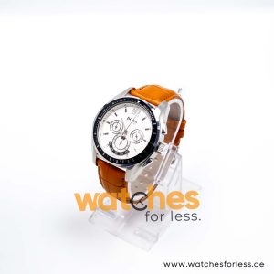 Hugo Boss Men’s Quartz Orange Leather Strap White Dial 46mm Watch 1512407/1