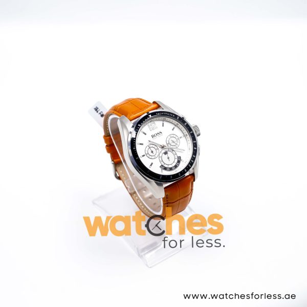 Hugo Boss Men’s Quartz Orange Leather Strap White Dial 46mm Watch 1512407/1