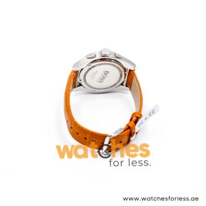 Hugo Boss Men’s Quartz Orange Leather Strap White Dial 46mm Watch 1512407/1