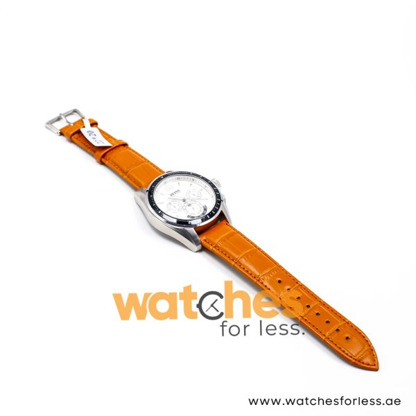 Hugo Boss Men’s Quartz Orange Leather Strap White Dial 46mm Watch 1512407/1