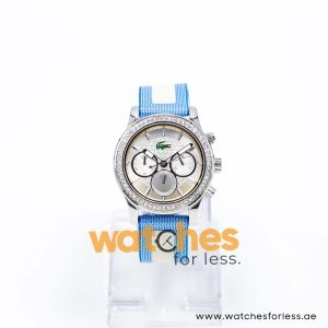 Lacoste Women’s Quartz Sky Blue & White Nylon Strap Silver Dial 40mm Watch 2000833/1