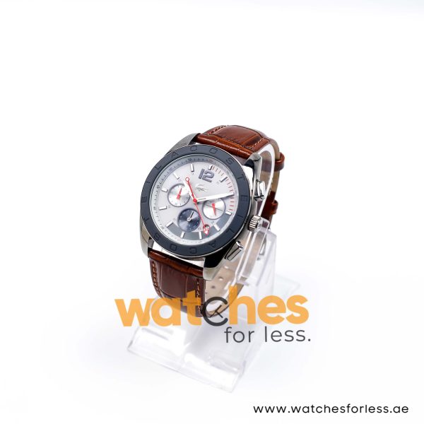 Lacoste Men’s Quartz Dark Brown Leather Strap Grey Dial 46mm Watch 2010667/1