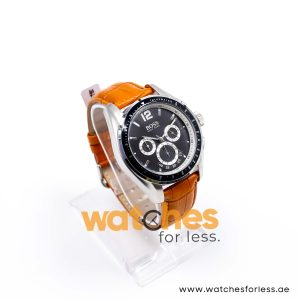 Hugo Boss Men’s Quartz Orange Leather Strap Black Dial 46mm Watch 1512406/1