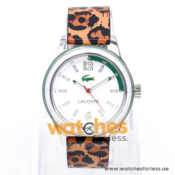 Lacoste Women’s Quartz Leopard Print Leather Strap White Dial 39mm Watch 2000830/2