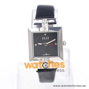 Elle Women’s Quartz Black Leather Strap Black Dial 25mm Watch EL20028S01C