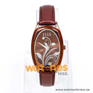 Elle Women’s Quartz Burgundy Leather Strap Brown Dial 28mm Watch EL20005S11C