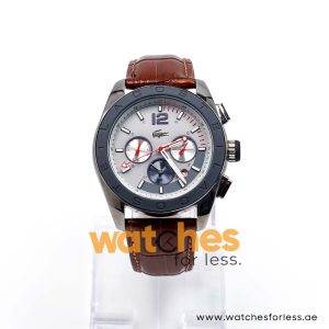 Lacoste Men’s Quartz Dark Brown Leather Strap Grey Dial 46mm Watch 2010667/2