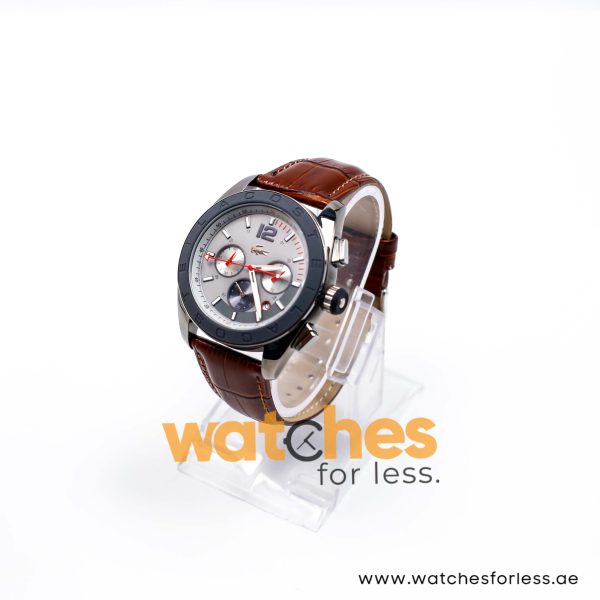 Lacoste Men’s Quartz Dark Brown Leather Strap Grey Dial 46mm Watch 2010667/2