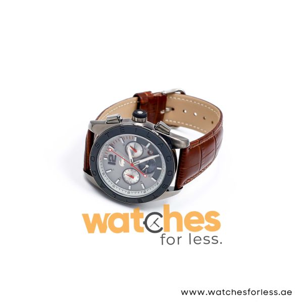 Lacoste Men’s Quartz Dark Brown Leather Strap Grey Dial 46mm Watch 2010667/2