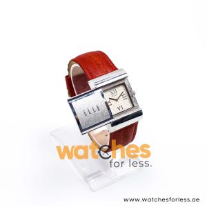 Elle Women’s Quartz Maroon Leather Strap Cream Dial 27mm Slider Case Watch EL20044SO1N