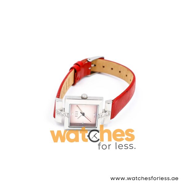 Elle Women’s Quartz Red Leather Strap Pink Dial 25mm Watch EL20028S03C/1 - Image 3