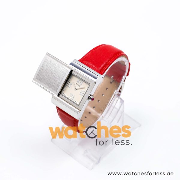 Elle Women’s Quartz Red Leather Strap Cream Dial 27mm Slider Case Watch EL20045S01N