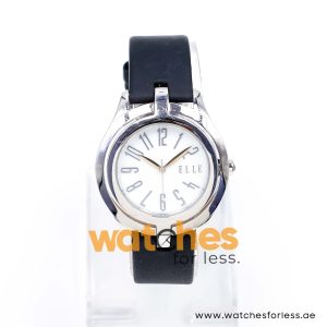 Elle Women’s Quartz Black Leather Strap White Mother Of Pearl Dial 38mm Watch EL20135S04N