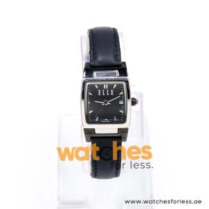 Elle Women’s Quartz Black Leather Strap Black Dial 23mm Watch EL20040S06N/1