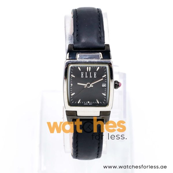 Elle Women’s Quartz Black Leather Strap Black Dial 23mm Watch EL20040S06N/1