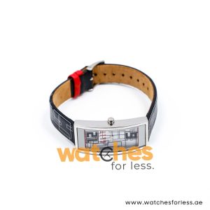 Elle Women’s Quartz Black Leather Strap White Line Multi Color Dial 19mm Watch EL20116SO2C