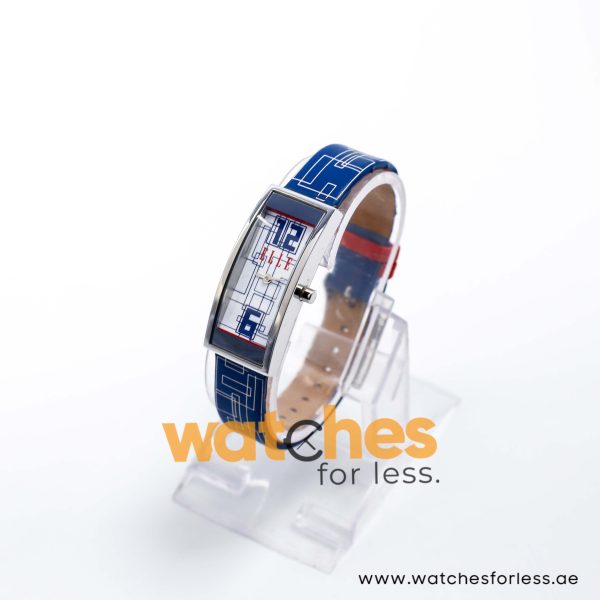 Elle Women’s Quartz Blue Leather Strap White Line Multi Color Dial 19mm Watch EL20116SO4C