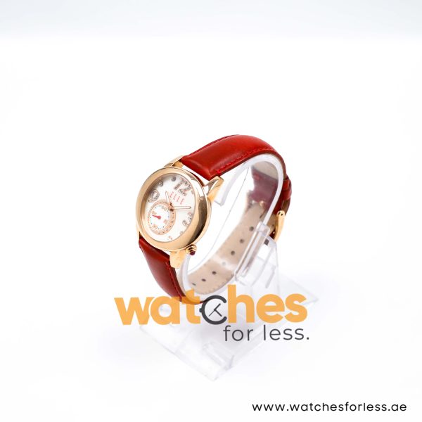 Elle Women’s Quartz Red Leather Strap Mother Of Pearl Dial 40mm Watch EL20049SO3N