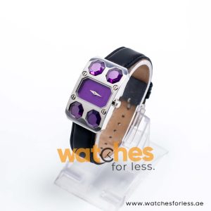 Elle Women’s Quartz Black Leather Strap Purple Dial 28mm Watch EL20072S02C