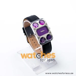 Elle Women’s Quartz Black Leather Strap Purple Dial 28mm Watch EL20072S02C