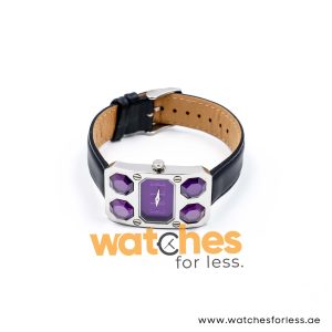 Elle Women’s Quartz Black Leather Strap Purple Dial 28mm Watch EL20072S02C