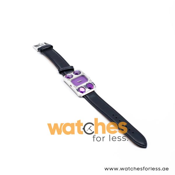 Elle Women’s Quartz Black Leather Strap Purple Dial 28mm Watch EL20072S02C