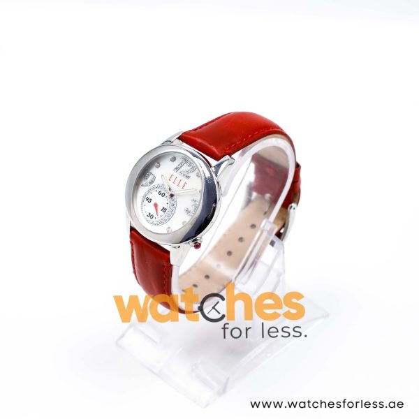 Elle Women’s Quartz Red Leather Strap Mother Of Pearl Dial 40mm Watch EL20049S01N