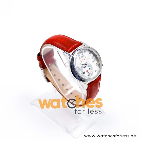 Elle Women’s Quartz Red Leather Strap Mother Of Pearl Dial 40mm Watch EL20049S01N