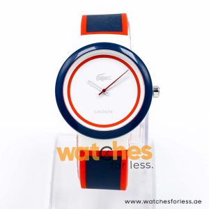 Lacoste Women’s/Kid’s Quartz Navy Blue & Red Silicone Strap White Dial 40mm Watch 2020029/1