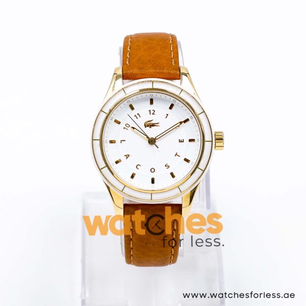 Lacoste Women’s Quartz Camel Brown Leather Strap White Dial 39mm Watch 2000742