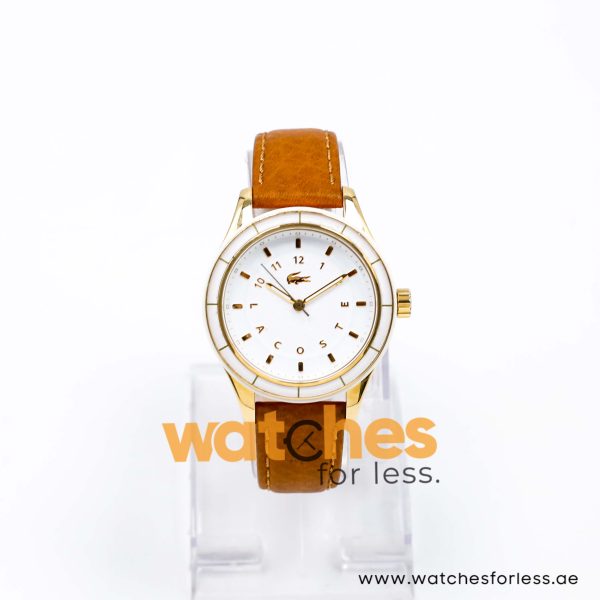 Lacoste Women’s Quartz Camel Brown Leather Strap White Dial 39mm Watch 2000742