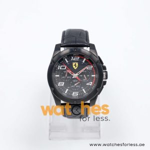 Ferrari Men’s Quartz Black Leather Strap Black Dial 46mm Watch 830029/2