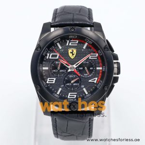 Ferrari Men’s Quartz Black Leather Strap Black Dial 46mm Watch 830029/2