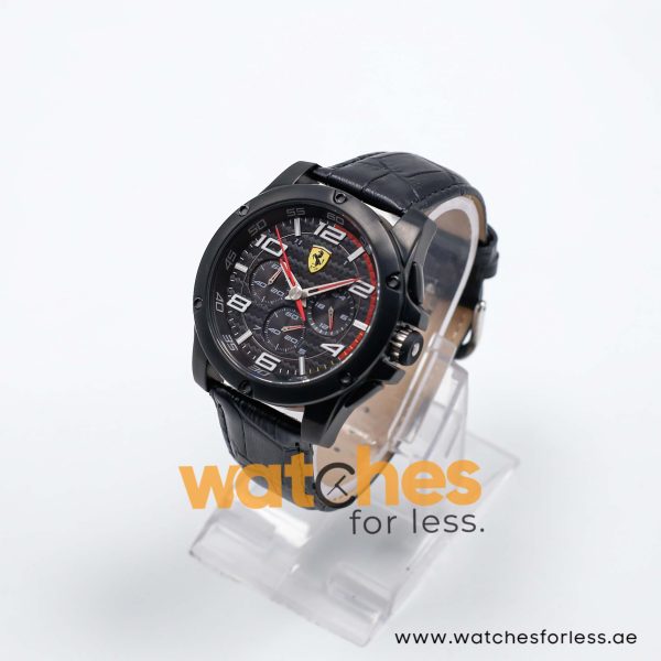 Ferrari Men’s Quartz Black Leather Strap Black Dial 46mm Watch 830029/2