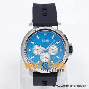 Hugo Boss Men’s Quartz Black Silicone Strap Sky Blue Dial 43mm Watch 1512111/1