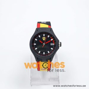 Ferrari Men’s Quartz Multi Color Silicone Strap Black Dial 44mm Watch 830130