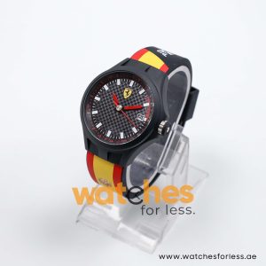 Ferrari Men’s Quartz Multi Color Silicone Strap Black Dial 44mm Watch 830130